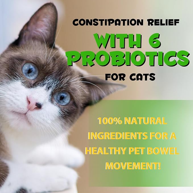 Cat Constipation Relief 2 fl oz, 100% Natural Cat Laxative with 6 Probiotics for Cats Constipation, Promotes Digestive Health, Laxative Constipation Relief, Cats Stool Softener