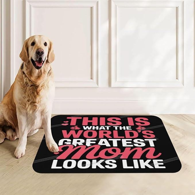 Dog Food Mat Happy Mother's Day Floral Gift for Mom Ln Absorbent Water Bowl Mats Cat Pet Feeding Placemats 24x16In