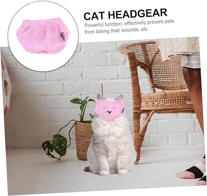 BESPORTBLE Breathable Cat Muzzle for Kittens Biting and Licking PET Supply Adjustable Straps Soft Polyester Cat Mouth Cover for Safe Travel and Grooming