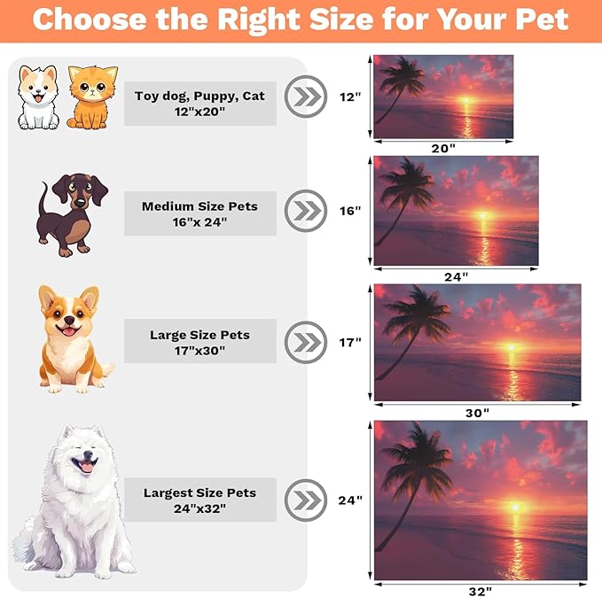 Hawaiian Sunset Dog Food Mat for Floors Absorbent, Quick Dry Water Dispenser Mat for Food, Water, Pet Supplies 16" x 24", Plam Tree