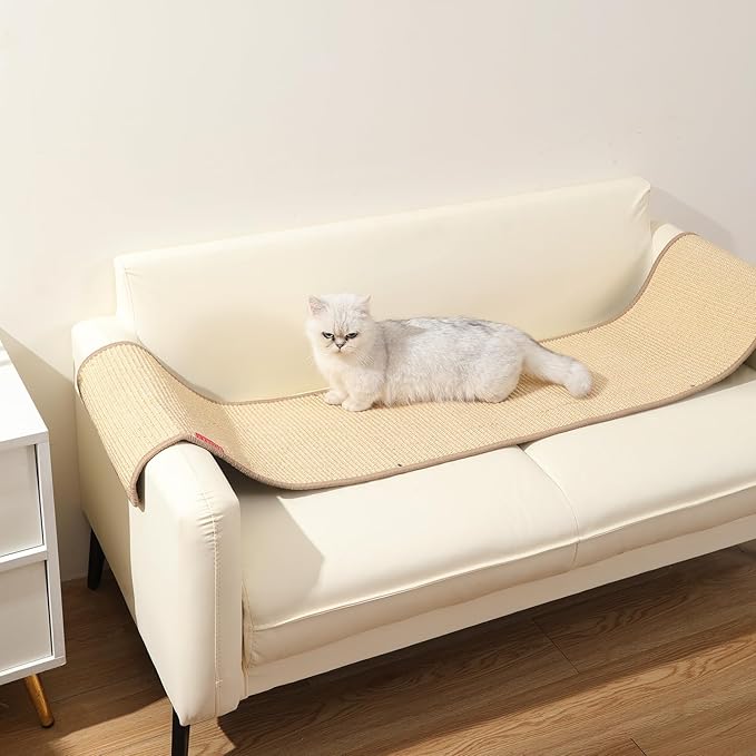 66.93x13.38x0.32 inch Thickened Cat Wall Scratcher Carpet, Cat Climbing Wall, Durable Cat Wall Furniture, Tall Cat Scratching Post, Wall Scratchers for Indoor Cats, Couch Sofa Protector (Brown)
