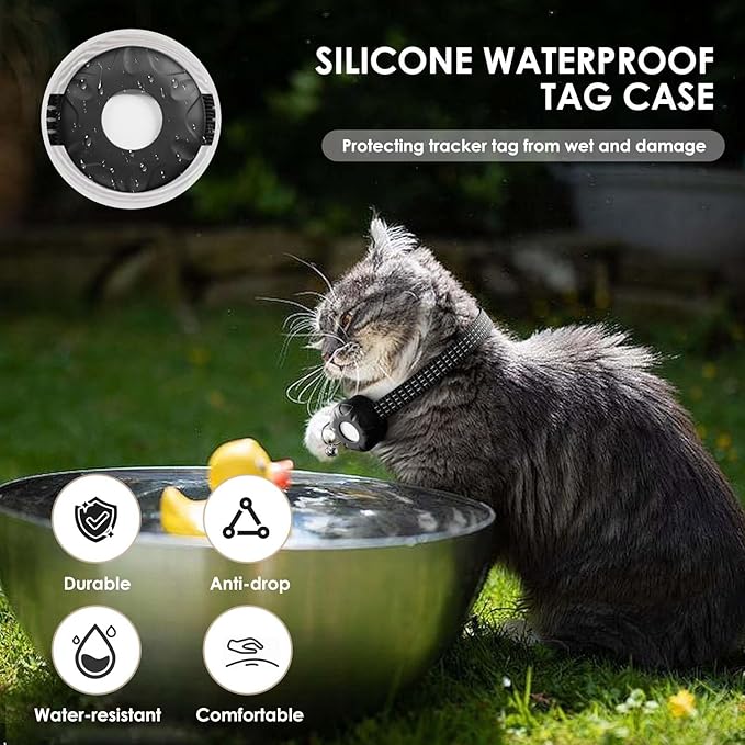 Cat Tracker, Lightweight Pet Tracker for Cats, Cat GPS Tracker Compatible with Apple Find My App(Only iOS), Real-Time Tracking, Precise Positioning, No Monthly Fee, Smart Alerts, Waterproof