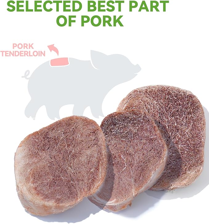 OPET Freeze Dried Pork Treats for Cats & Dogs，Single Ingredient Grain Free High Protein Pet Food，Healthy Training Sliced Fillets Snacks (Pork, 5.92 Ounce)