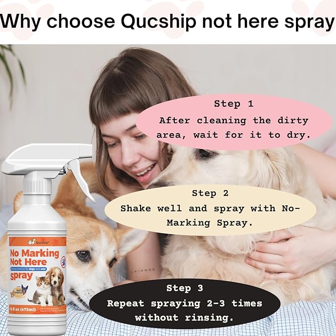 Qucship 8oz No Pee Spray for Dogs Indoor - A Convenient Solution to Help Stop Your Dog's Indoor Marking - no Pee Spray for Dogs Indoor - Dont Pee here Dog Spray