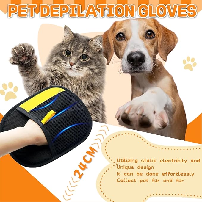 Pet Hair Removal Glove for Cats & Dogs, The Magic Brush Pet Hair Remover, Reusable Electrostatic Pet Hair Remover Glove, Bye Bye Pet Hair Drama, for Laundry, Couch, Carpet, Car Seat(1set)