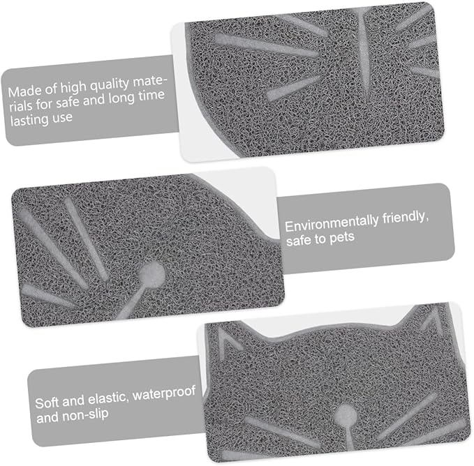 DOITOOL 3 Pcs Non-Slip Cat Litter Mat Pet Litter Tracking Mat for Cat Large Cat Feeding Pad