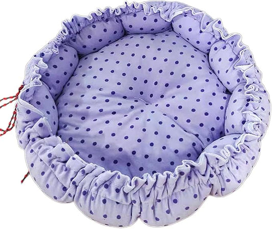 Round Bed Sleeping Dog Winter House Drawstring Design Pet Mat for Kitten Puppy Sleeping Supplies Sofa Plush Sofa on