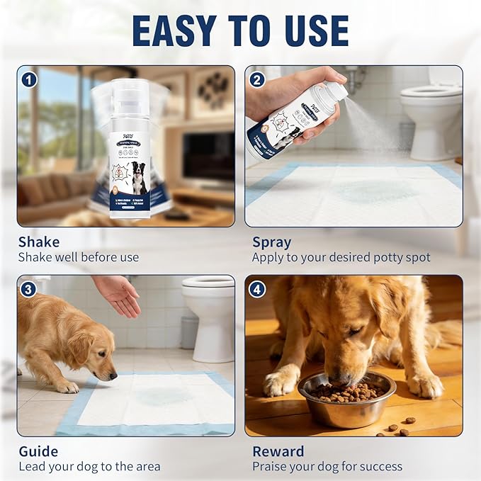 Potty Training Spray for Dogs, Go Here Dog Potty Training Spray & Dog Pee Spray, Puppy Potty Training Aid for Housebreaking, Natural Indoor & Outdoor Use, Blue