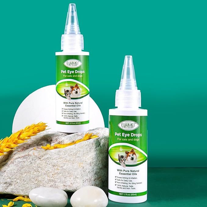 Eye Drops for Dogs, 2PCS Cats and Dogs Eye Drops, Dog Eye Infection Treatment Relieve Eyes Itching & Irritation, Pink Eye & Allergies Symptoms Safe & Gentle Formula