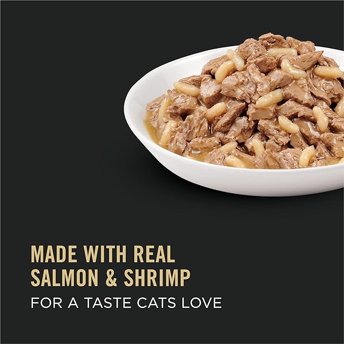 Purina Pro Plan Pate, Gravy Wet Cat Food, COMPLETE ESSENTIALS Salmon, Shrimp & Rice Entree in Sauce - (Pack of 24) 3 oz. Pull-Top Cans