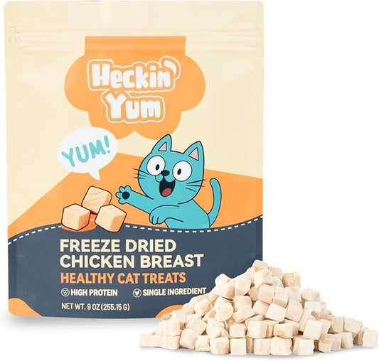Freeze Dried Chicken Cat Treats 9 oz- Single Ingredient, Grain-Free, Gluten-Free, Filler-Free Freeze Dried Raw Cat Food Topper