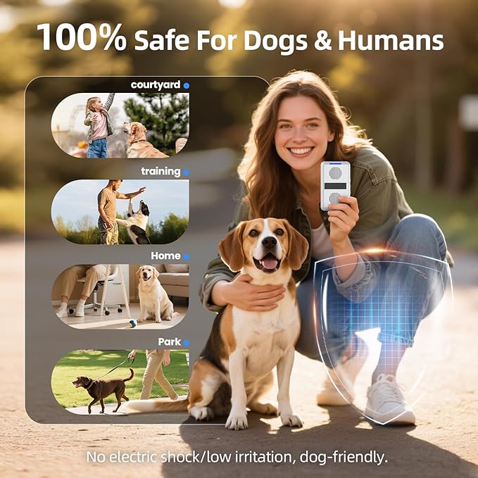 Ultrasonic Dog Bark Deterrent Devices, Type-C Rechargeable Anti Barking Device for Dogs, Adjustable Frequency & 30 FT Range Dog Barking Silencer,Behavior Corrector for Indoor & Outdoor Use