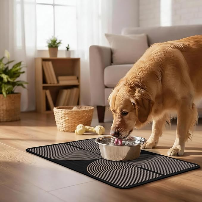 Dog Food Mat, Absorbent Waterproof Non-Slip Pet Cat Bowl Feeding Mat for Food & Water Pet Supplies 12 * 20"
