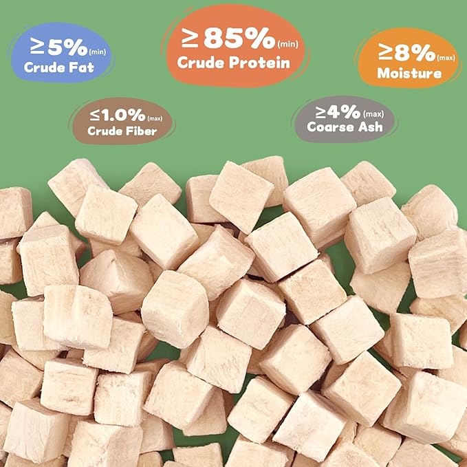 Freeze Dried Chicken Raw Cat & Dog Treats 7.1 OZ – Single Ingredient Chicken Cubes High Protein, Bite-Sized Grain-Free Pet Training Snacks for Small Dogs Cats