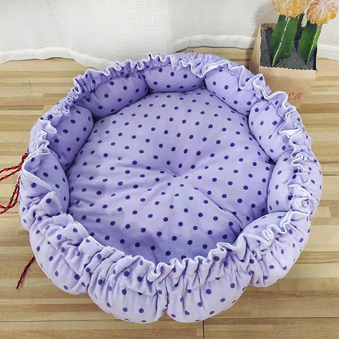 Round Bed Sleeping Dog Winter House Drawstring Design Pet Mat for Kitten Puppy Sleeping Supplies Sofa Plush Sofa on