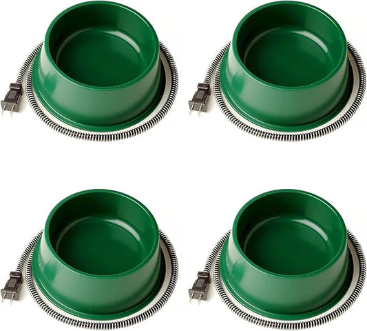 Farm Innovators QT-1 1 Quart Electric Heated Pet Water Bowl with Thermostatic Control and Anti Chew Cord Protector, 25 Watt, Green (4 Pack)