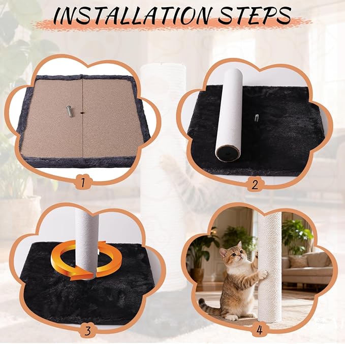 Cat Scratching Post Replacement Base, Cat Tree Replacement Parts, Foldable Base Covered with Soft Plush, Suitable for M8 Screws Cat Tree Scratcher Indoor for Kittens (LightGrey)