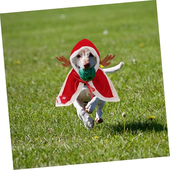 Happyyami Christmas Pet Cloak with Hooded Fleece Lining XL Dog Costume Warm Holiday Dog Clothes for Cold Weather Pet Supplies