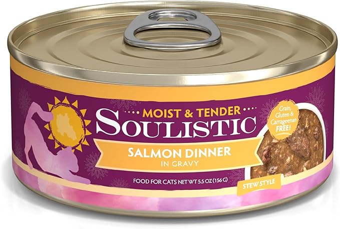 Soulistic Moist and Tender, Salmon Dinner in Gravy, 5.5oz Can, Pack of 8