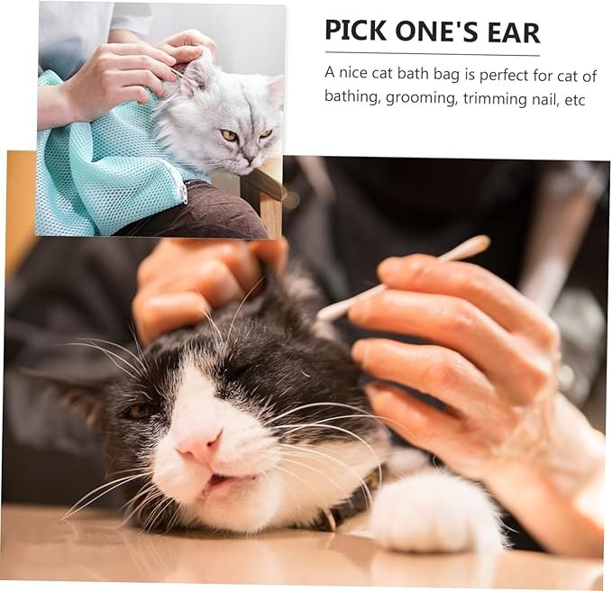 Cat Grooming Bag Multi-Functional Cat Bathing Net for Nail Trimming Ear Cleaning Nail Care Breathable Durable Material Drawstring Design Essential Pet Supply Random Style