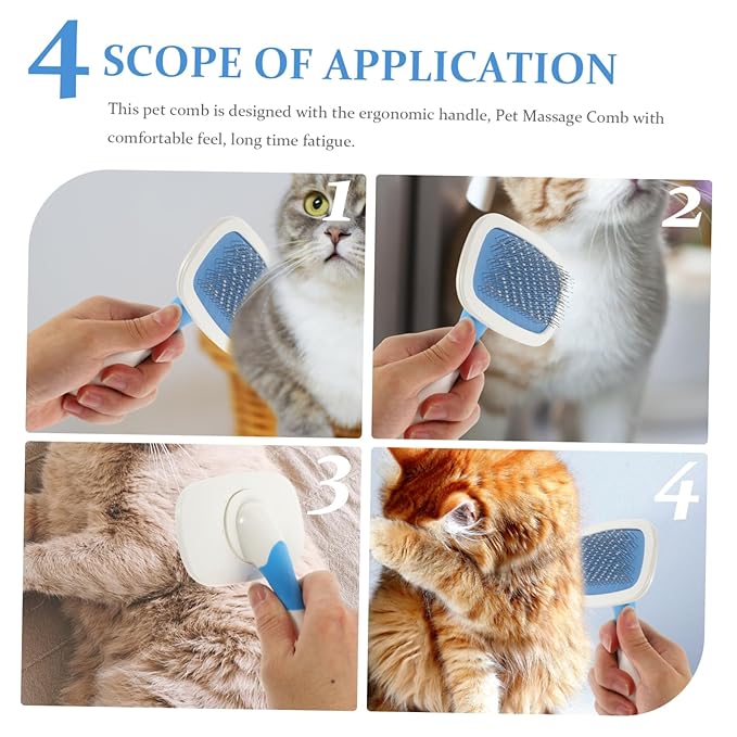 Kisangel 1Pc Pet Massage Comb for Cats Detangling Tool with Protective Tips for Grooming Removing Dead Hair Safe Design for Daily Use Bath Random