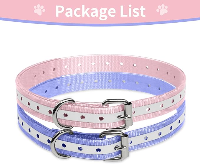 Dog Shock Collar Replacement Strap, 3/4 Inch Waterproof Reflective TPU Dog Collar 2 Pack, Replacement Collar for Shock Collar, Compatible with PetSafe Bousnic Sportdog Garmin (Pink & Purple)