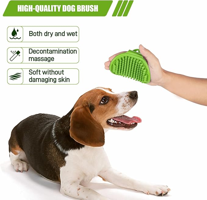 Dog Buttons for Communication, 6 Pack Recordable Talking Buttons for Dog Training with 30 Seconds Voice Recording | Includes Non-Slip Mat & Dog Bath Brush Present Set