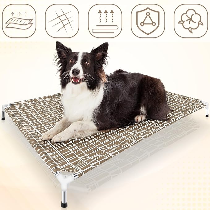 Elevated Dog Bed - Raised Pet Cot for Large Dogs, Portable Indoor & Outdoor Dog cot Bed, Soft and Comfortable, Pet Bed for Camping or Beach, XL