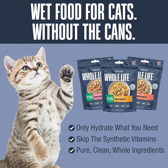 Whole Life Cat Freeze Dried Cat Food - Human-Grade Wet Food Toppers, Single Ingredient Snacks & Lickable Treats, Instantly Hydrating Natural Broth Just Add Water, Made in USA - Salmon & Tuna, 4.5 Oz