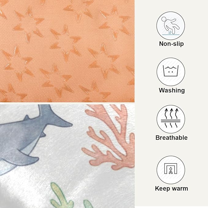 Dog Bed for Crate Washable Pet Sleep Pad, Marine Animals Kennel Mat with Non-Slip Bottom, Soft Fluffy Supplies Pet for Dogs and Cats (24x18 inch)