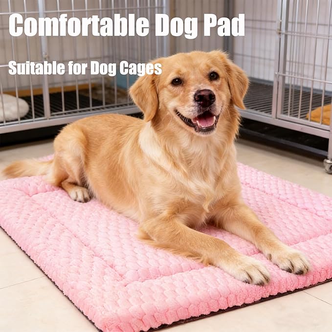 Dog Bed Mat, Reversible Dog Crate Pad - Comfortable Kennel Mat for Dogs & Cats, Machine Washable Dog Bed Suitable for Kennel, Cage or Home Travel (Pink, 35" L*23" W*1.5" Th)