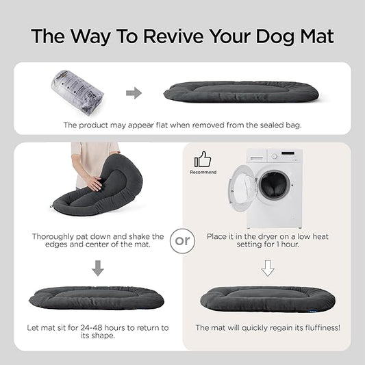 Bedsure Washable Dog Crate Pad for Medium Dogs, Anti-Slip Puppy Kennel Dog Bed for Crate - Ultra Soft Fleece Flat Thin Pet Mat (Not Chew Proof), Brown 29"x21"