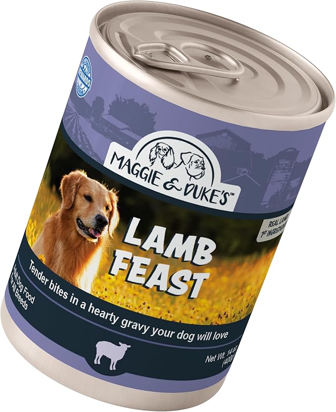 CountryMax Maggie & Duke's Tender Bites in Gravy Canned Dog Food, 14 oz Cans – Premium Wet Food for Dogs, High Protein, Grain-Free, Natural Ingredients (12 Pack, Lamb Feast)