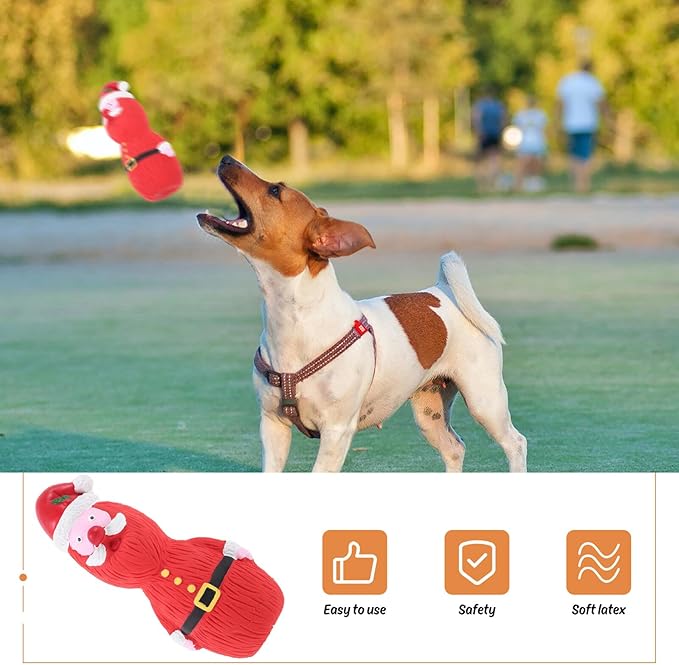 Uonlytech Christmas Latex Squeaky Dog Interactive Chewing Red Santa Snowman for Puppies and Dogs Holiday Play Pet Supplies