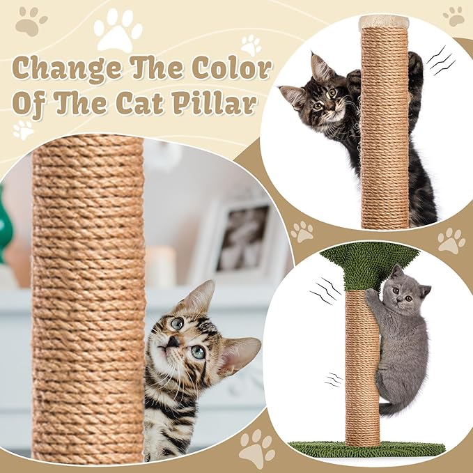 1/4inch ×164Ft Natural Cat Tree Hemp Rope, DIY Repair and Replace Scratching Post Sisal Rope for Scratching Post Cat Tree Tower DIY(Original Color)