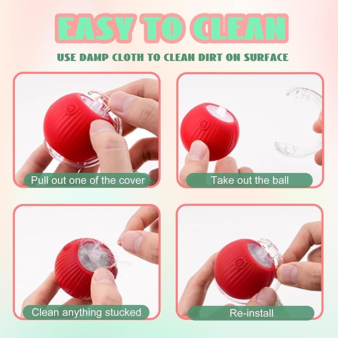 Valentines Day Gifts Speedy 2.0 Tail Interactive Cat Toys for Indoor Cats, Automatic Cat Toy with Elastic Mesh Tail, Electric Rolling Ball on Carpet, Chirping and Motion Activate Cat