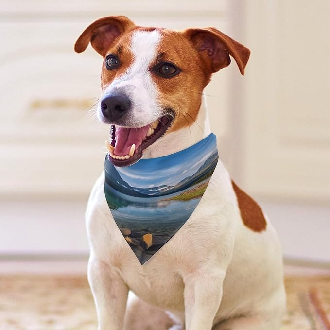 Dog Bandana Spring Pet Scarf Adjustable Triangle Glacier National Park Printing Dog Bib Washable Polyester Puppy Bandana for Small Medium Large Dogs Cat Birthday Party Supplies