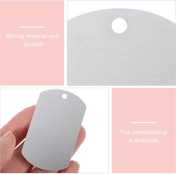 SHINEOFI 20pcs Aluminum Dog Tags Blank Engraving Pet Id Name Collar Tags Silver 38x25mm for Dogs and Cattle Ear Label Supplies