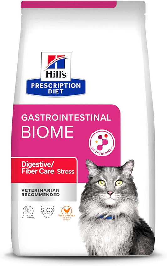 Hill's Prescription Diet Gastrointestinal Biome Stress Dry Cat Food, Chicken Flavor, Veterinary Diet, 4 lb. Bag