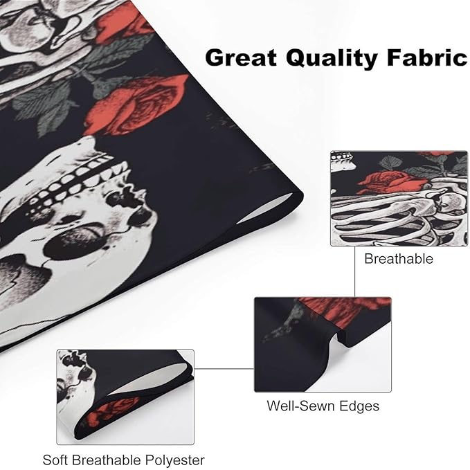 Dog Bandana Spring Pet Scarf Adjustable Triangle Rose and Skeleton Printing Dog Bib Washable Polyester Puppy Bandana for Small Medium Large Dogs Cat Birthday Party Supplies