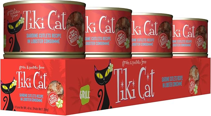 Tiki Cat Grill Wet Cat Food, Sardine Cutlets, 6 oz. Cans (8 Count)
