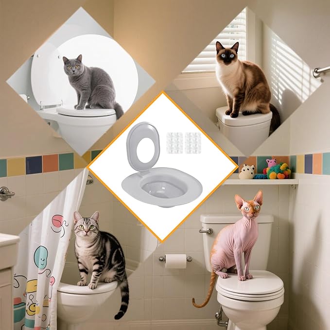 Cat Toilet Training Kit - Removable Urinal Potty Seat - Cat Toilet Seat - for Indoor Home Apartment Bathroom Basement Pet Shop