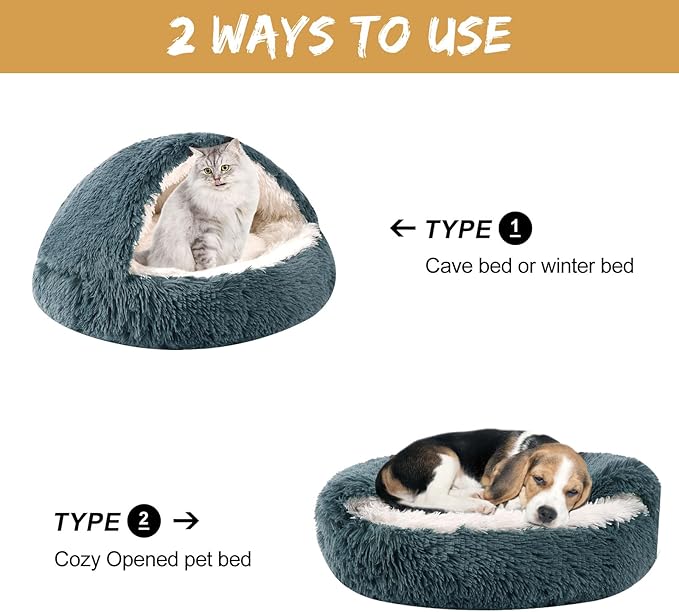 Dog Beds for Small Dogs, Cat Bed Cave, Washable Cute Cat Bed, Cozy Nook Pet Bed for Dogs or Cats, Anti-Slip Puppy Bed Fits up to 12 lbs Pets(Dark Grey, 20" x 20")