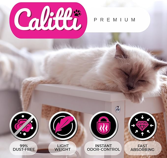 Premium Crystal Cat Litter – Ultra Absorbent & Maximum Odor Control – 99.9% Dust-Free, Low Tracking, Non-Clumping Silica Gel – Unscented – 32 lb (4 x 8 lb Packs)