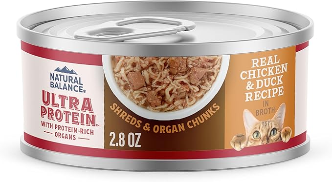 Natural Balance Ultra Protein Wet Cat Food, Chicken & Duck Recipe in Broth, 2.8 oz (Case of 12)