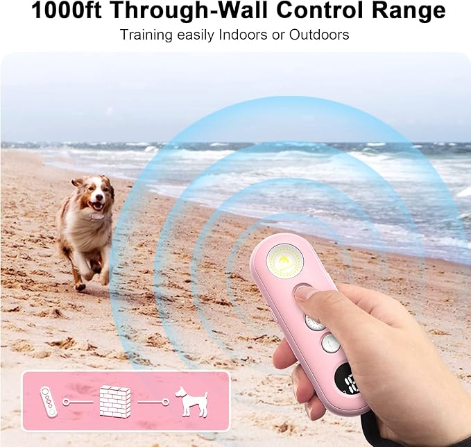 Bousnic Dog Training Collar with Remote - 1000ft Dog Shock Collar for 10-120lbs Small Medium Large Dog Waterproof Rechargeable e Collar with Beep/Vibrate/Safe Shock(1-16) Modes