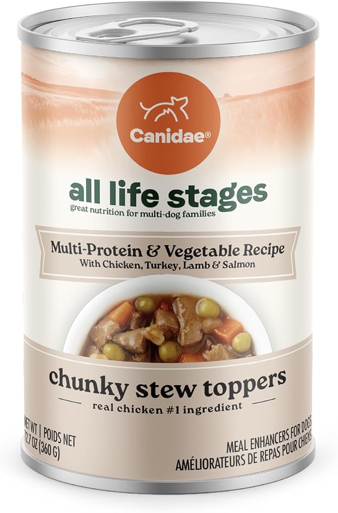 Canidae All Life Stages Wet Dog Food, Chunky Stew Toppers, Multi-Protein & Vegetable Recipe, 12.7 oz. (Case of 6)