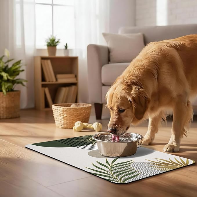 Dog Food Mat, Absorbent Waterproof Non-Slip Pet Cat Bowl Feeding Mat for Food & Water Pet Supplies 12 * 20"