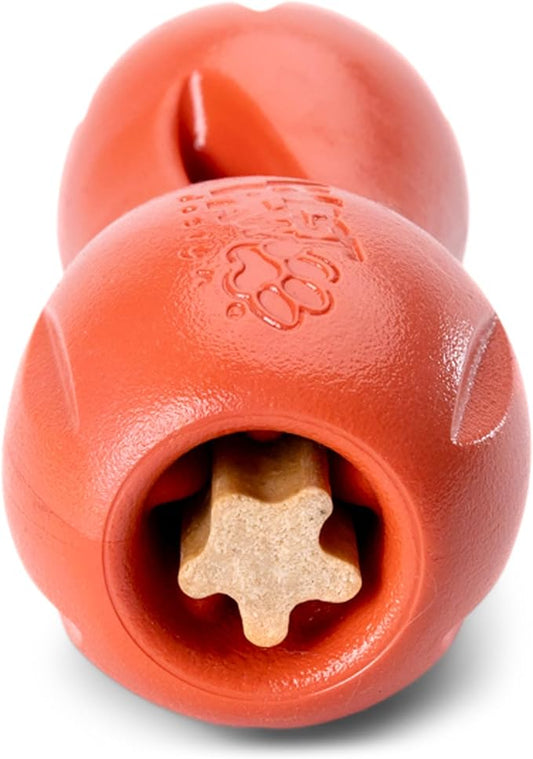 West Paw Qwizl Treat Dispensing Dog Toy for Tough Chewers- Durable Long Lasting Chew and Fetch Toy Keeps Dogs Engaged- Dishwasher Safe Safe Materials Made in USA - Cardinal Red, Large