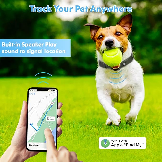 GPS Tracker for Dogs, 2 in 1 Pet Tracking Smart Collar (Only iOS), No Monthly Fee GPS Tracker Dog Collar, Real-time Location Comfortable PU Tracker Tag for Small, Medium Large Dogs(Locator Included)